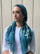 Teal petal burst Headscarf