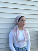 Mauve/White Bows Headscarf