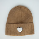 Camel Sherpa heart cuffed beanie