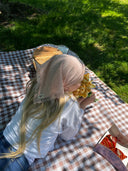 Linen n lace pretied bandana Tyedheadscarves