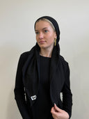 Black linen headscarf Tyedheadscarves