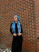 Blue branched headscarf Tyedheadscarves