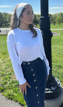 Cream ribbed skinny scarf