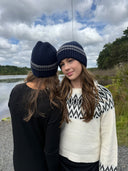 Navy trimmed cuffed  Beanie Tyedheadscarves