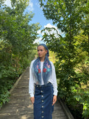 Denim botanical print Tyedheadscarves