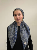 Navy Paisley headscarf Tyedheadscarves