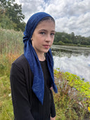 Navy paisley headscarf Tyedheadscarves