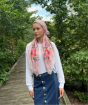 Pink botanical print Tyedheadscarves