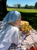 Linen n lace pretied bandana Tyedheadscarves