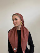 Rustic brown linen headscarf Tyedheadscarves