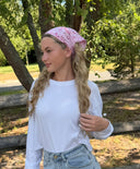 Pink cherry blossom bandana Tyedheadscarves
