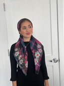 Pink plaid floral Headscarf