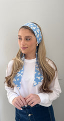 Light blue sunflower skinny scarf