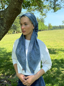 Denim paisley headscarf Tyedheadscarves