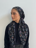 Black print headscarf