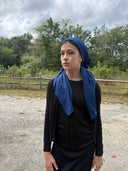 Blue textured headscarf Tyedheadscarves