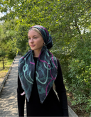 Hot pink chain headscarf Tyedheadscarves