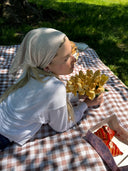 Linen n lace pretied bandana Tyedheadscarves