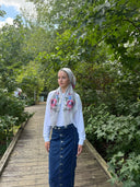 Grey botanical print Tyedheadscarves