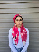 Retro Hot Pink Floral Headscarf