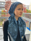 Denim butterfly headscarf Tyedheadscarves
