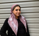 Mauve Floral Edge Headscarf