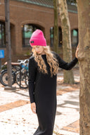 Hot pink cuffed beanie Tyedheadscarves