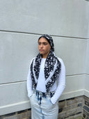 Black floral w/border Headscarf