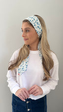 Blue flower skinny scarf