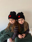 Kids red heart beanie