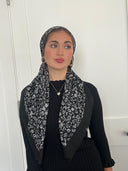 Grey floral Headscarf