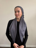 Grey solid headscarf Tyedheadscarves