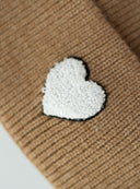 Camel Sherpa heart cuffed beanie