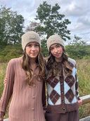 Taupe eternity cuffed beanie Tyedheadscarves