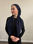 Navy solid headscarf Tyedheadscarves