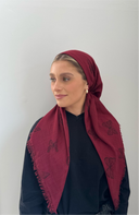 Maroon butterfly headscarf Tyedheadscarves