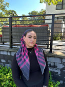 Pink plaid Headscarf