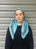 Teal houndstooth Headscarf