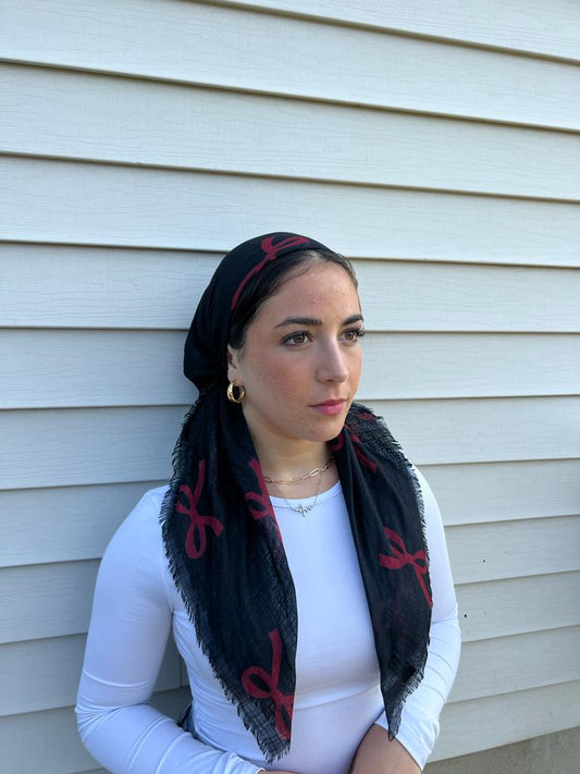 Black / Red Bow Headscarf