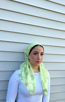 Neon Yellow Floral Headscarf