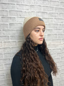 Colorblock Beanie Taupe/Cream