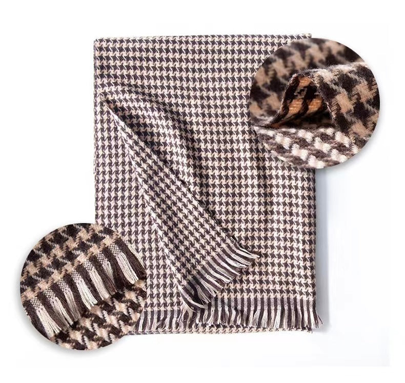 Cashmere brown houndstooth shawl